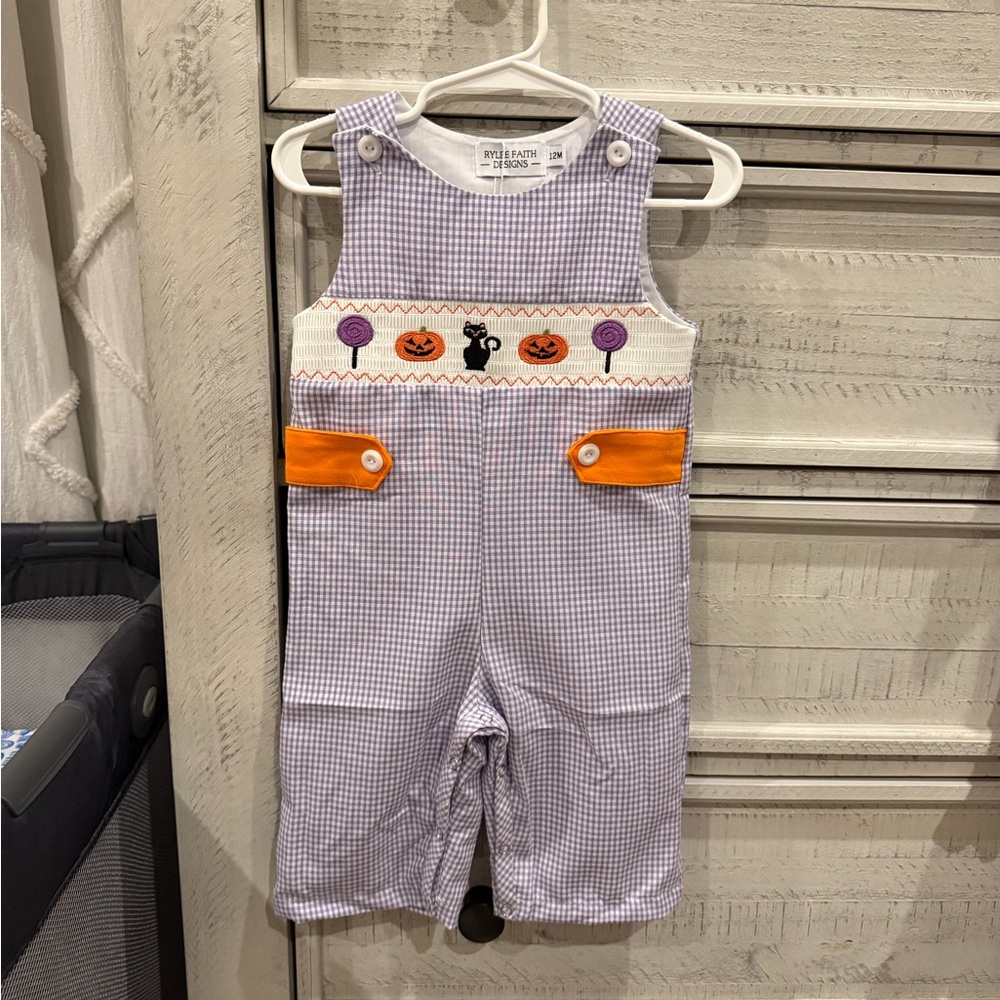 Smocked boys halloween romper